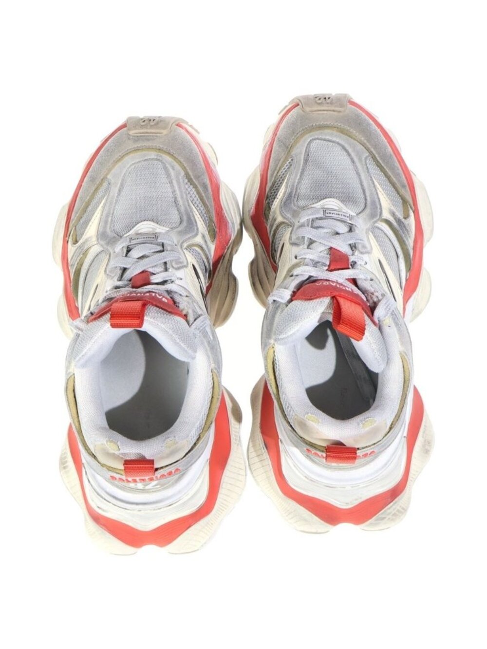 Balenciaga Cargo Sneaker Distressed Low Cut Sneakers White Red - Picture 4 of 6